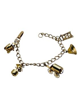 Vintage Rose Gold Plated Mechanical Charm Bracelet